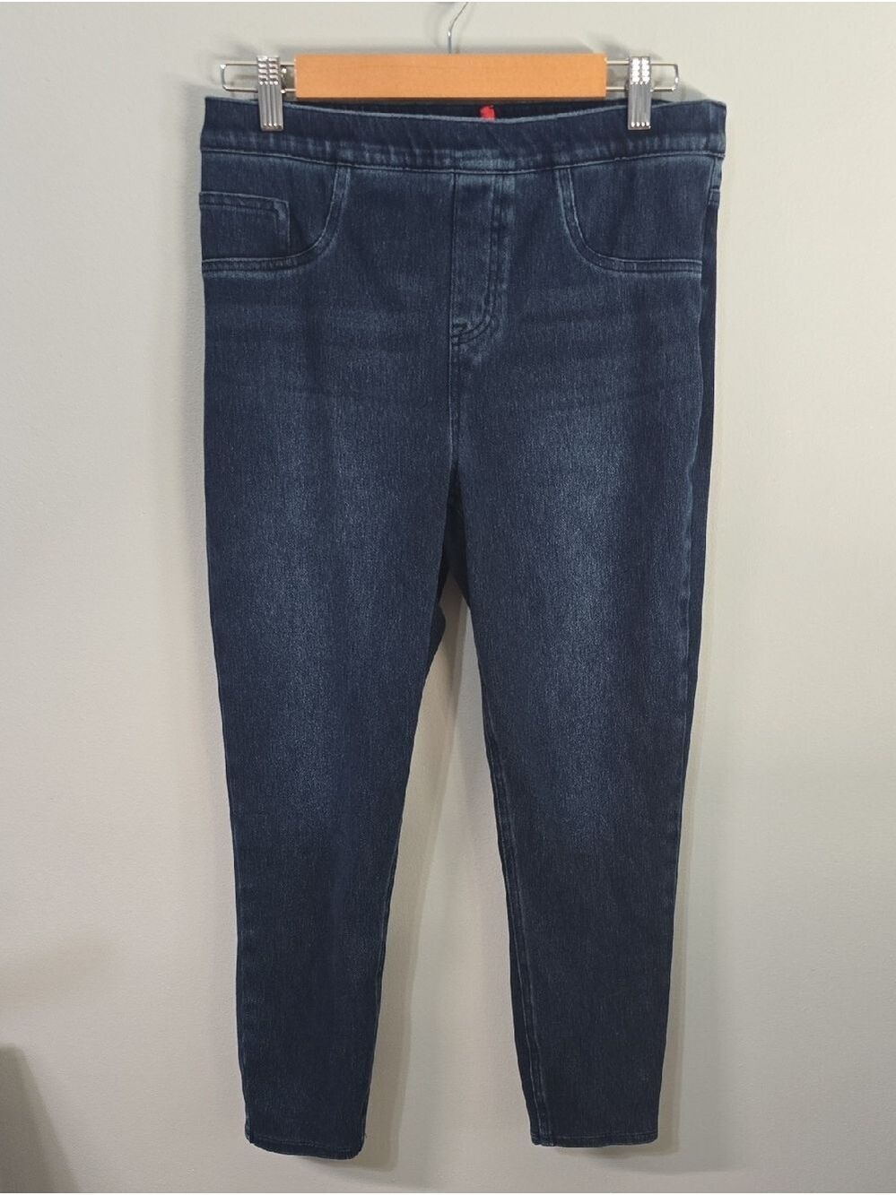 SPANX Pants Womens Size Large Petite LP Blue Pull-on Pullon Elastic Waist Crop